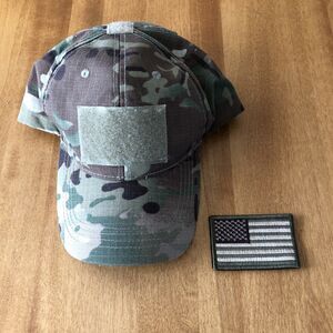 Military Multicam CP Camo Tactical Adjustable Ball Cap Hat Flag Patch USA